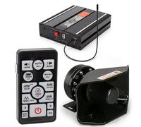 BooYu 12 V 200 W 20 tonos policía advertencia emergencia sirena PA sistema para bomberos ambulancia vehículos camión coche SUV ATV UTV [180 ° diseño altavoz] [micrófono de mano remoto inalámbrico] [2