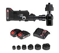 BOOZXCV Kit de perforación hidráulica con 6 Matrices, Herramienta de perforación inalámbrica de 21 V y 2,5 Ah, Carrera de 22 mm para Metal y Paneles eléctricos.