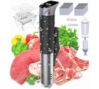 BOOZXCV Máquina Sous Vide, Kit Sous Vide de 1200w con Tanque de Agua de 12l, Estante Plegable, Bomba extractora, Bolsa sellada, Clip, cocedor de precisión de Acero Inoxidable con LED
