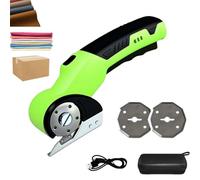 BOOZXCV Tijeras eléctricas inalámbricas con Bloqueo de Seguridad y luz LED, Cortador de Tela Recargable, Cortador de Cajas eléctrico portátil con 2 Cuchillas para cartón, Cajas, Cuero (Green)
