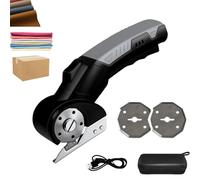 BOOZXCV Tijeras eléctricas inalámbricas con Bloqueo de Seguridad y luz LED, Cortador de Tela Recargable, Cortador de Cajas eléctrico portátil con 2 Cuchillas para cartón, Cajas, Cuero (Black)
