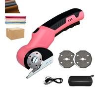 BOOZXCV Tijeras eléctricas inalámbricas con Bloqueo de Seguridad y luz LED, Cortador de Tela Recargable, Cortador de Cajas eléctrico portátil con 2 Cuchillas para cartón, Cajas, Cuero (Pinks)