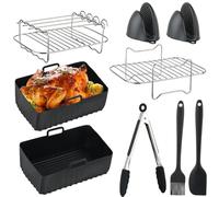 BOPEUY Accesorios Freidora de Aire para Ninja AF400EU 9L, 14piezas Air Fryer Accesorios, Molde Silicona Freidora de Aire,para Ninja y Otras Freidoras de Aire de Doble Zona con una Capacidad de 4.5L/9L