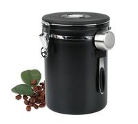 BOPEUY Bote para Café 2.8 L, Bote Café Hermético, Recipiente Cafe Hermetico con Cuchara, Recipiente para Cafés de Acero Inoxidable con Seguimiento de Fecha, para Cafes Grano Cafe molido Té etc - Negro