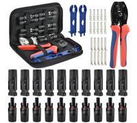 BOPEUY Juego de Herramientas de Crimpado Solar para 2,5/4/6 mm² - 1 Tenazas de Crimpado, 10 pares Conector Solar Fotovoltaico, 10 pares Conectores Macho Hembra, 2 llaves, para Sistema Fotovoltaico