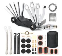 BOPEUY Kit Herramientas Bicicleta, Kit de Herramientas de Reparación de Bicicletas, 17 en 1 Multiherramienta Bicicleta y Neumáticos Palancas, Parches etc Accesorios, Kit de Herramientas para Bicicleta