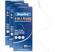 Bopika Hilo dental para aparatos ortopédicos, hilo dental 3 en 1, hilo dental para puentes e implantes, 80 hebras precortadas (paquete de 3)