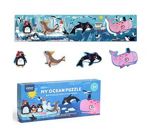 boppi Mideer My - Rompecabezas de suelo grande (100 cm de largo, con 28 piezas grandes extra gruesas para niños ilustrados más de 3 años - océano