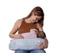 Boppy Almohada de lactancia, almohada ergonómica con biberón y lactancia materna con área alta, firme y grande, cojín repelente al agua con funda lavable; verificada por la Alianza de seguridad del