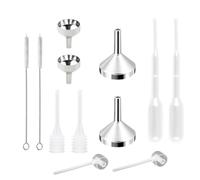 BOPRKTM 12 Piezas Mini Funnel Set Embudo de Cocina Mini Embudo de Aluminio Metal Gotero de Plástico Dispensador para Botella de Aceite Esencial, Llenado de Botella Pequeña, Cosméticos, Arena