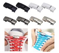 BOPRKTM 4 Pares Cierre Metal Cordones Cordones Perezoso Cordón Hebilla Hebillas Magneticas para Cordones Zapatos Universales Cordones Magnéticos Sin Atar, para Niños y Adultos Zapatos