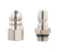 Boquilla de alcantarillado de acero inoxidable para accesorio de lavadora a presión con chorro frontal de 0 grados para chorros directos y traseros de 30 grados para descarga de desechos