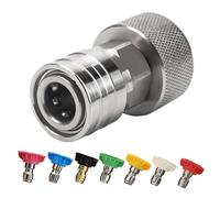 Boquilla de alta presión 7 en 1, adaptador de manguera ajustable, boquilla de pulverización de acero inoxidable con múltiples ajustes, herramienta de riego de jardín, manguera de alimentación con