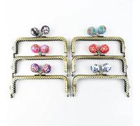 Boquilla de Bolso de Mano 5 uds., 12cm, bolso de Metal, marco con asa, cuentas, cierre beso, billetera latón Retro, soporte costura, hebilla, accesorios Hardware DIY Para manualidades(MIxColor)