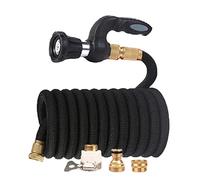Boquilla de bombero de alta presión, manguera de jardín con flujo de agua más fuerte, extensible, flexible, herramientas de riego de tuberías de plástico Ampliamente Utilizado(1/2"_75FT)