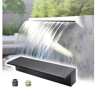 Boquilla de cascada plateada de 20 pulgadas SpillwayEle montada en la pared para decoración de jardín y patio, crea un sonido relajante de agua, ideal para paisajismo