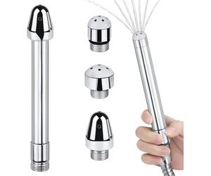 Boquilla de ducha para enema de ducha, sistema de limpieza de ducha con 7 agujeros, accesorios de baño para limpieza de colon para hombres y mujeres con 3 cabezales de ducha de aluminio + bolsa de