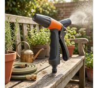 Boquilla de enjuague de lavado de coche para manguera de jardín estándar, agarre ergonómico de mano, patrones de pulverización variables, 7 modos, rociador de agua ajustable de plástico naranja para