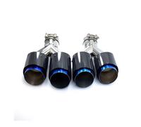 Boquilla de escape 2 uds Universal brillante extremo azul coche Modifide silenciador tubo fibra de carbono + punta de escape de acero inoxidable Tubo escape deportivo(ID 54mm-OD 89mm)