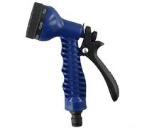 Boquilla de fijación para manguera de jardín con cono plano de ducha de chorro, niebla completa y modos de pulverización central para una aplicación precisa de agua al aire libre (azul)