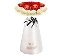 Boquilla de goteo mediana 8 dientes, acero inoxidable, for decorar bollos, galletas y cremas, herramienta for pasteles crear efectos pétalos, n.° 108 Consejos de repostería