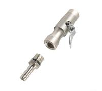 Boquilla de inflado universal para medidor de presión de coche, bloqueo seguro de doble mordaza para el aire, construcción de latón resistente y acero inoxidable para compresor e inflador (acabado