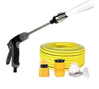 Boquilla de manguera de alimentación potente de 15 unidades, boquilla de pulverización Aquoxis de acero inoxidable, ajuste universal de manguera de jardín, pistola de lavado Aquoxis Jet para entrada