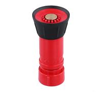 Boquilla de manguera de incendios de 1 pulgada de plástico resistente con control de flujo de agua, patrón de pulverización ajustable para jardín, protección contra incendios industriales, color rojo