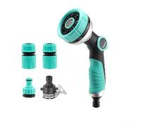 Boquilla de manguera de jardín de 8 funciones diseñada con juntas de goma a prueba de fugas y control ergonómico del pulgar para patrones de pulverización ajustables y manejo cómodo
