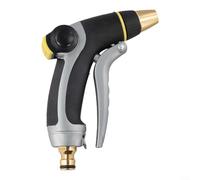 Boquilla de manguera de jardín de alta presión ajustable con aleación de zinc y cabezal de cobre para regar flores, verduras, césped, color negro, plateado y dorado