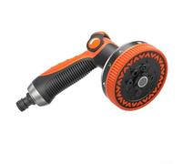 Boquilla de manguera de jardín, rociador de agua resistente para riego de césped, configuración de pulverización de niebla de baño de mascotas, naranja