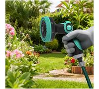 Boquilla de Manguera de Riego de Plástico (8 Modos) | Control de Presión por Pulgar | Para Césped, Plantas, Automóviles y Animales