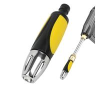 Boquilla de manguera de riego, resistente y resistente al agua, con boquilla de metal resistente con motivos ajustables y grifo de parada/salida, para riego y lavado