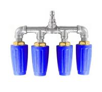 Boquilla de manguera giratoria profesional con accesorios de aluminio de 4 cabezales, marco de acero para juntas de tubería de 1/4 pulgadas, conectores de aleación de aluminio resistentes