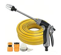 Boquilla de manguera potente para lavadora de alta presión, boquilla de pistola de chorro de agua de alta presión, boquilla de presión giratoria de tres modos (E, T8 + 3 conectores + juego de tubos