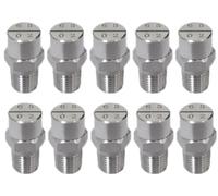 Boquilla de pulverización plana acero inoxidable, Boquillas en abanico de 65 grados acero inoxidable for lavadora a presión, paquete 10 tamaños múltiples(65°,1/8(hole diameter 0.91mm))