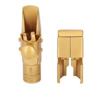 Boquilla de saxofón soprano de latón y metal, si bemol 8C, repuesto, sonido potente, calidad profesional, cubierta deslizante chapada en oro esmerilado para principiantes y