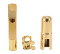 Boquilla de saxofón tenor |Llave B plana tipo 5 de metal de latón para jugadores expertos y principiantes |Kit de accesorios para saxo con capuchón/ligadura/parche