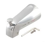Boquilla desviadora cromada contemporánea, repuesto de grifo de bañera de metal para montaje en pared con interruptor integrado para ducha y baño, elegante acabado plateado (chapado eléctrico)