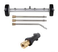 Boquilla limpiadora y tren de rodaje de 16 pulgadas para lavadoras de alta presión, construcción de aluminio con 4 chorros de pulverización de ventilador de 60°, compatible con mangueras de jardín y