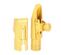 Boquilla para saxofón soprano, repuesto profesional de boquilla de latón para saxofón, boquilla metálica chapada en oro de tono agudo 5# para práctica y actuación, con tapa