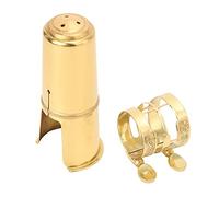 Boquilla para Saxofón Tenor con Abrazadera Metálica y Capuchón, Color Dorado, Set de Repuesto Musical - Diseño Elegante, Fácil Control, Larga Durabilidad y Adecuado para Músicos
