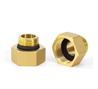 Boquilla Reductora, 2 Piezas 1/2" Macho x 3/4" Hembra Conector de Rosca de Latón con Arandelas de Goma, Conector de Pezón Hexagonal para Agua, Aire, Aceite, Conexión
