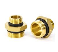 Boquilla Reductora, 2 Piezas 1/2" x 3/4" Macho Conector de Rosca de Latón con Arandelas de Goma, Conector de Pezón Hexagonal para Agua, Aire, Aceite, Conexión