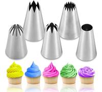 boquillas Juego de 5 boquillas grandes de acero inoxidable for decorar pasteles, cupcakes y galletas. Herramientas profesionales for hornear pasteles. pasteleras
