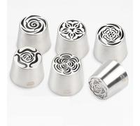 boquillas Juego de 6 boquillas extragrandes de acero inoxidable con diseño de rosa for hornear galletas, crema, cupcakes, decoración de ramos de algodón de azúcar. pasteleras