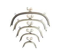 Boquillas Monederos Metalicas Marco de Metal Retro for monedero, cierre broche tipo beso for bolso mano, accesorios for, for semicircular con cabeza perla(8.5cm)