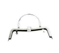 Boquillas para Bolsos 1 pieza, 20 cm, cabeza de hoja cintura cóncava, marco Metal for bolso, broche bronce, plateado o dorado, Clip, accesorios for, mango piezas(Silver)