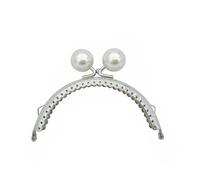 Boquillas para Bolsos 2 piezas de 8,5/10,5 cm cuentas color caramelo metal plateado for bolso mano, accesorios for bolsos, cierre beso(10.5cm-peal)