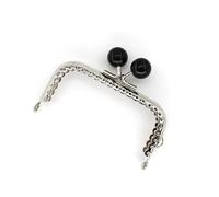 Boquillas para Bolsos 3 uds 8,5 cm cuentas de caramelo tono plateado asa for marco bolso Metal brillante for mano accesorios for coser cierre broche beso para Hacer Monedero(Black)